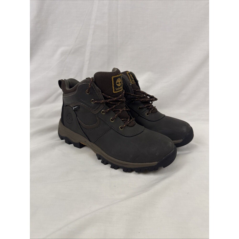 Timberland Youth Boys Dark Brown Leather Hiking Boots Size 5.5